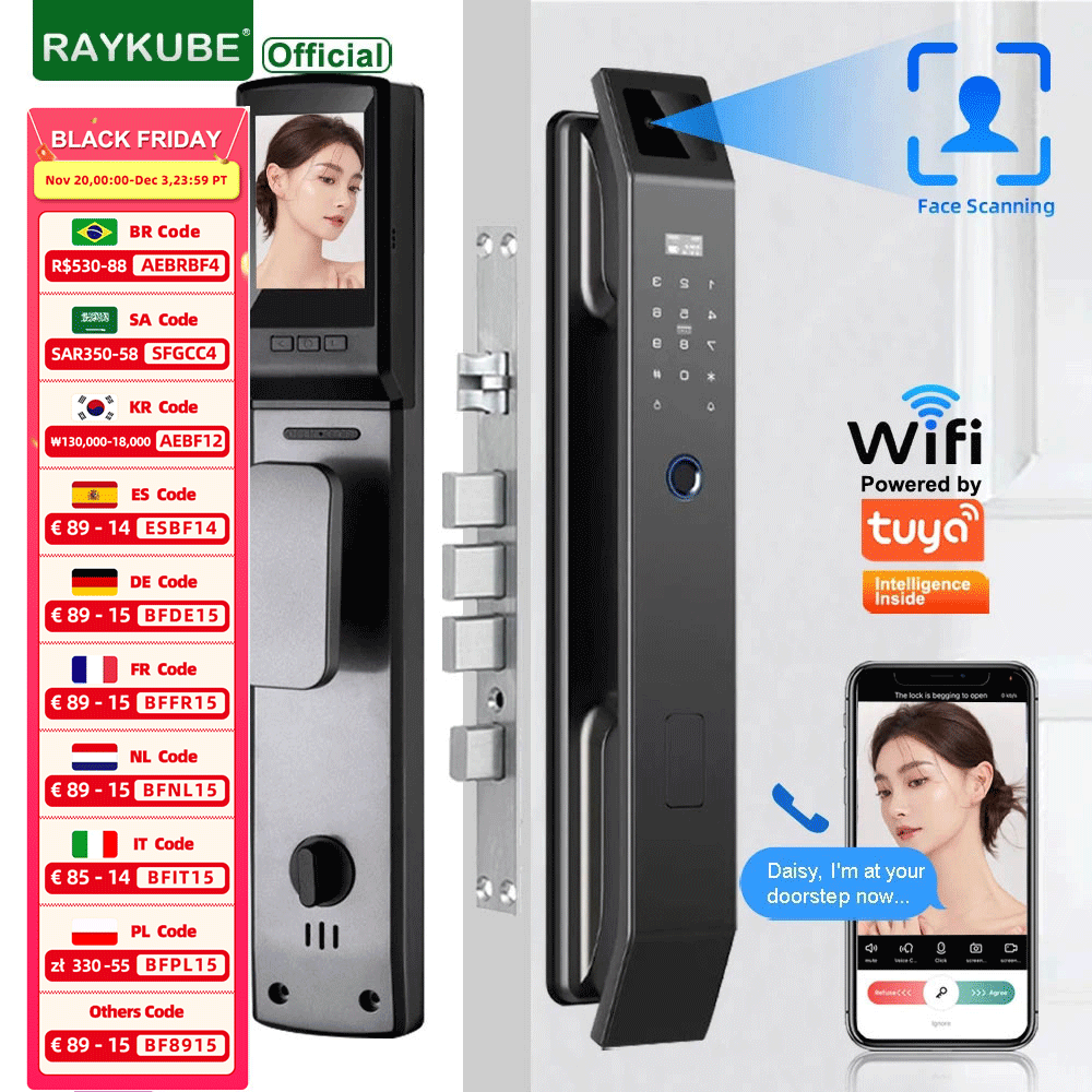 Smart Home Door Lock - RAYKUBE DF14 Tuya WiFi 3D Face