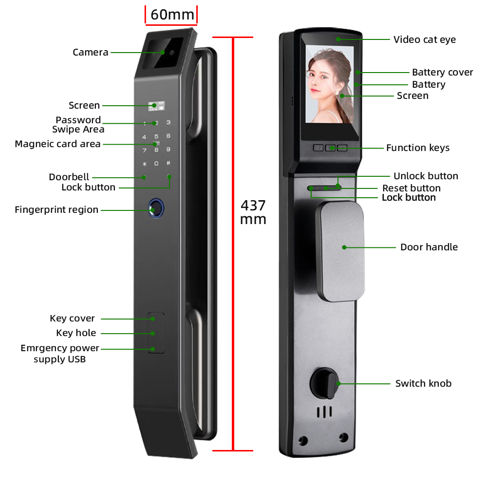 RAYKUBE DF14 Tuya WiFi 3D Face - Smart Home Door Lock ulasan dan harga